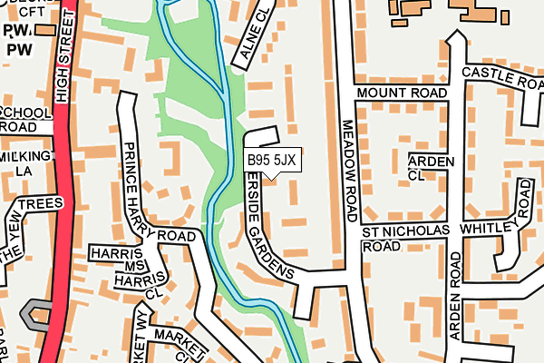 B95 5JX map - OS OpenMap – Local (Ordnance Survey)