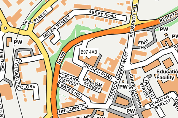 B97 4AB map - OS OpenMap – Local (Ordnance Survey)
