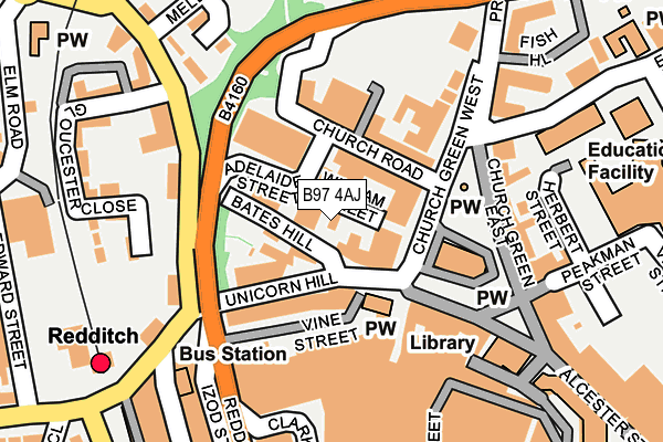 B97 4AJ map - OS OpenMap – Local (Ordnance Survey)