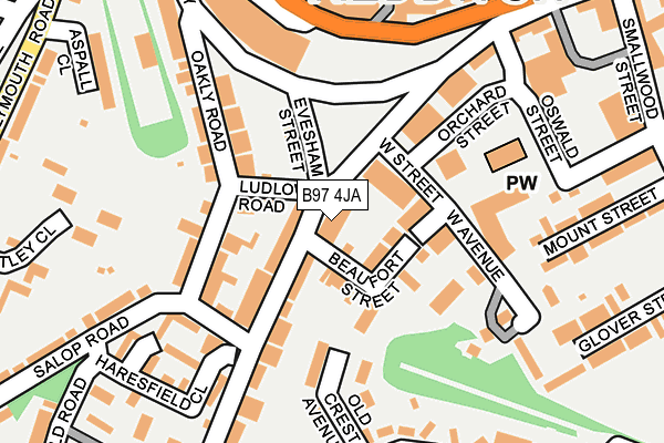 B97 4JA map - OS OpenMap – Local (Ordnance Survey)