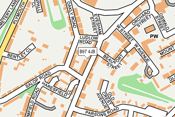 B97 4JB map - OS OpenMap – Local (Ordnance Survey)
