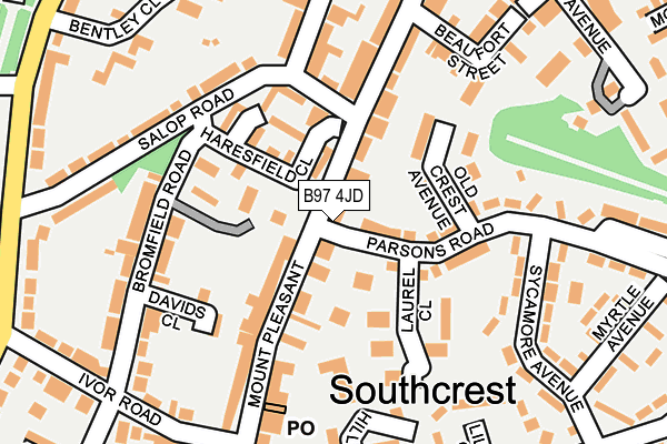 B97 4JD map - OS OpenMap – Local (Ordnance Survey)