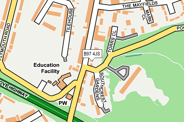 B97 4JS map - OS OpenMap – Local (Ordnance Survey)