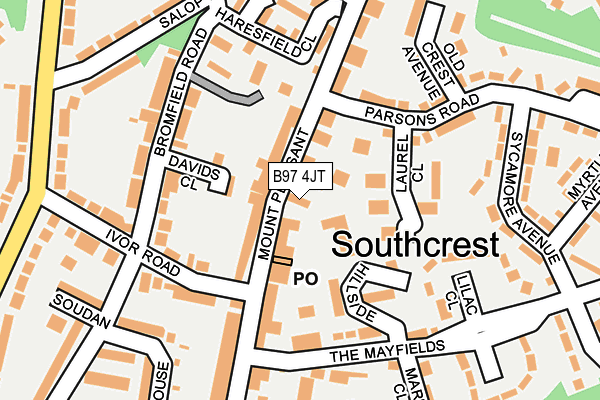 B97 4JT map - OS OpenMap – Local (Ordnance Survey)