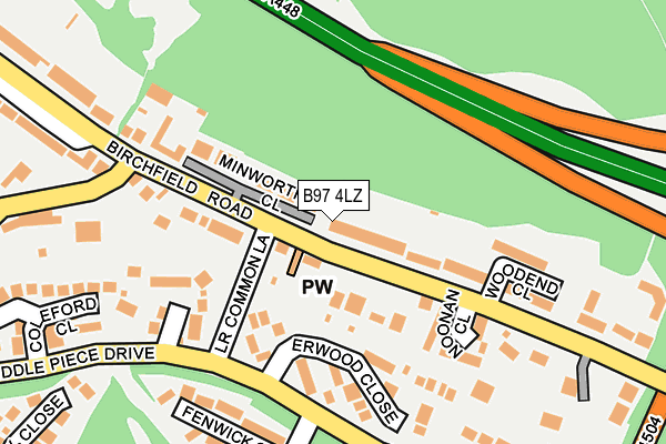 B97 4LZ map - OS OpenMap – Local (Ordnance Survey)