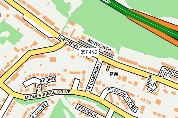 B97 4ND map - OS OpenMap – Local (Ordnance Survey)