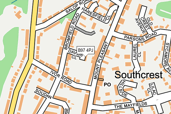 B97 4PJ map - OS OpenMap – Local (Ordnance Survey)