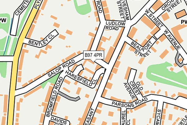 B97 4PR map - OS OpenMap – Local (Ordnance Survey)