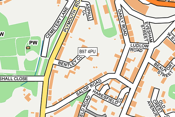 B97 4PU map - OS OpenMap – Local (Ordnance Survey)