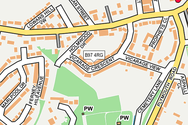 B97 4RG map - OS OpenMap – Local (Ordnance Survey)