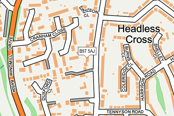 B97 5AJ map - OS OpenMap – Local (Ordnance Survey)