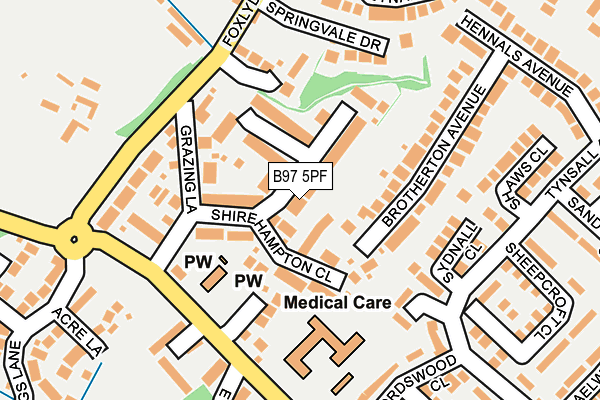 B97 5PF map - OS OpenMap – Local (Ordnance Survey)