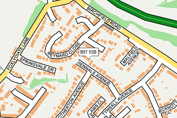 B97 5SB map - OS OpenMap – Local (Ordnance Survey)