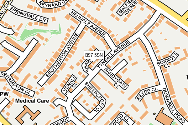 B97 5SN map - OS OpenMap – Local (Ordnance Survey)