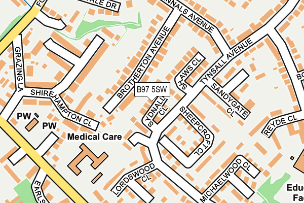 B97 5SW map - OS OpenMap – Local (Ordnance Survey)