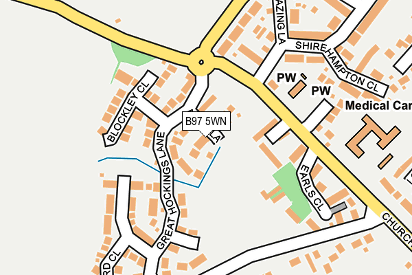 B97 5WN map - OS OpenMap – Local (Ordnance Survey)