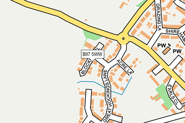 B97 5WW map - OS OpenMap – Local (Ordnance Survey)