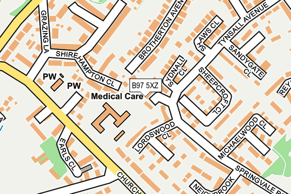 B97 5XZ map - OS OpenMap – Local (Ordnance Survey)