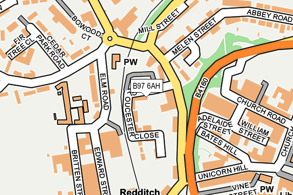 B97 6AH map - OS OpenMap – Local (Ordnance Survey)
