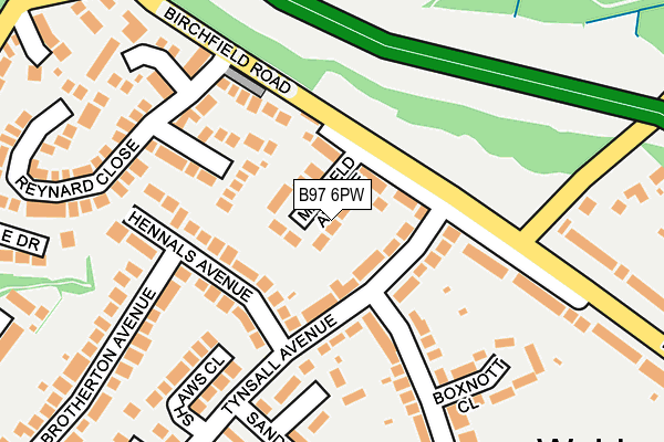 B97 6PW map - OS OpenMap – Local (Ordnance Survey)