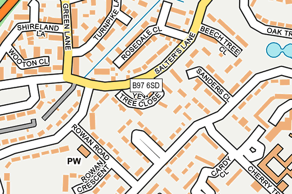 B97 6SD map - OS OpenMap – Local (Ordnance Survey)