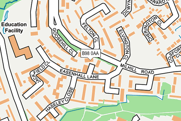 B98 0AA map - OS OpenMap – Local (Ordnance Survey)