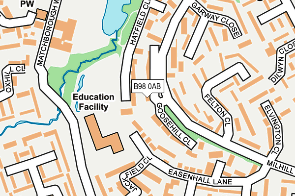 B98 0AB map - OS OpenMap – Local (Ordnance Survey)