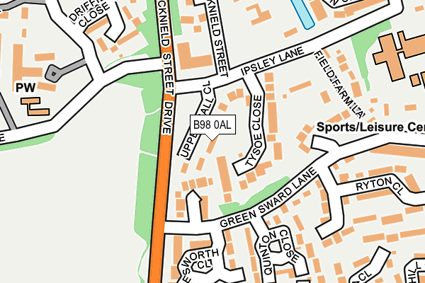 B98 0AL map - OS OpenMap – Local (Ordnance Survey)