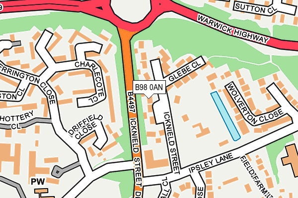 B98 0AN map - OS OpenMap – Local (Ordnance Survey)