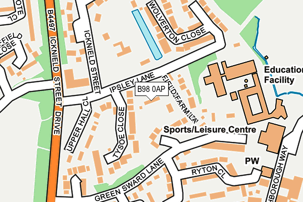 B98 0AP map - OS OpenMap – Local (Ordnance Survey)