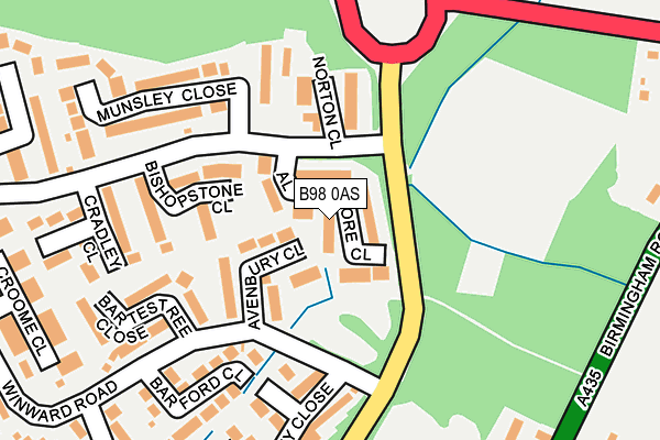 B98 0AS map - OS OpenMap – Local (Ordnance Survey)