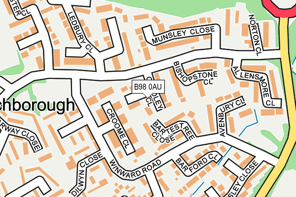 B98 0AU map - OS OpenMap – Local (Ordnance Survey)