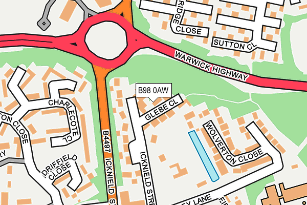 B98 0AW map - OS OpenMap – Local (Ordnance Survey)