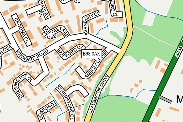 B98 0AX map - OS OpenMap – Local (Ordnance Survey)