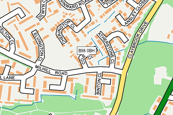 B98 0BH map - OS OpenMap – Local (Ordnance Survey)