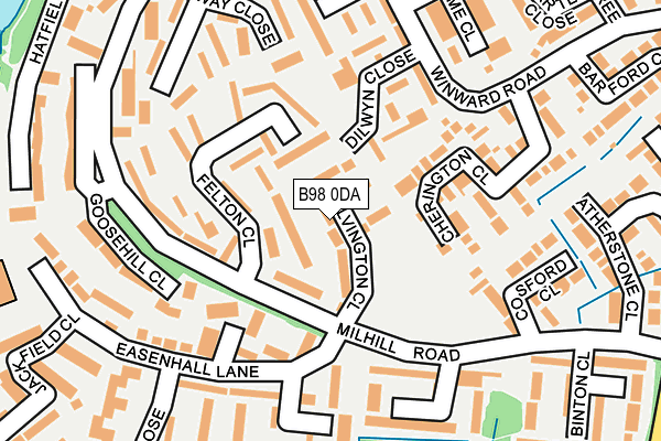 B98 0DA map - OS OpenMap – Local (Ordnance Survey)