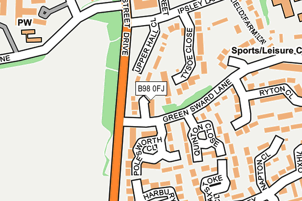 B98 0FJ map - OS OpenMap – Local (Ordnance Survey)