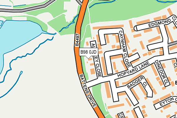 B98 0JD map - OS OpenMap – Local (Ordnance Survey)