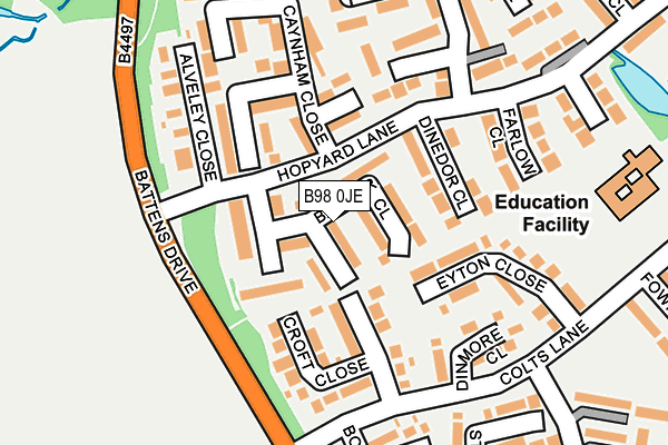 B98 0JE map - OS OpenMap – Local (Ordnance Survey)