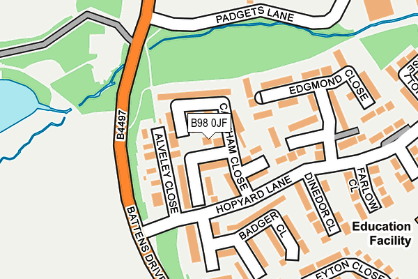 B98 0JF map - OS OpenMap – Local (Ordnance Survey)