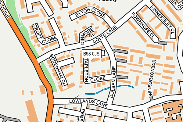 B98 0JS map - OS OpenMap – Local (Ordnance Survey)