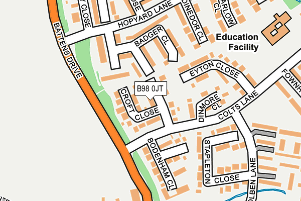 B98 0JT map - OS OpenMap – Local (Ordnance Survey)