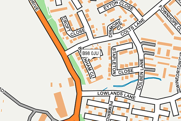 B98 0JU map - OS OpenMap – Local (Ordnance Survey)