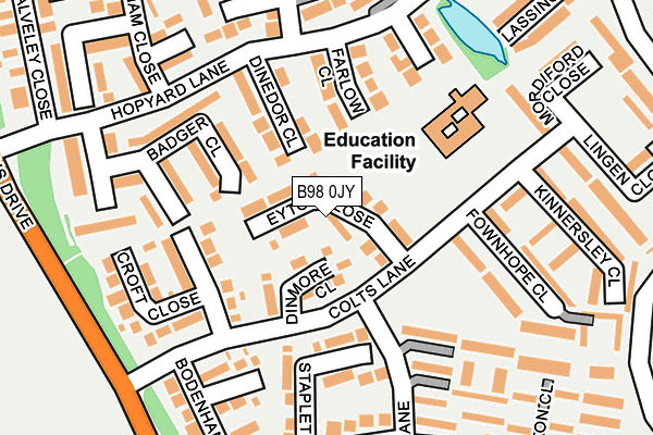 B98 0JY map - OS OpenMap – Local (Ordnance Survey)