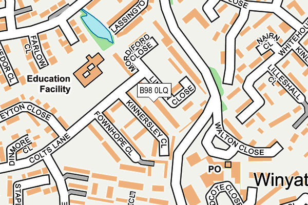 B98 0LQ map - OS OpenMap – Local (Ordnance Survey)