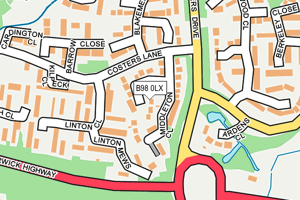 B98 0LX map - OS OpenMap – Local (Ordnance Survey)