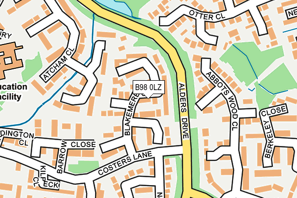 B98 0LZ map - OS OpenMap – Local (Ordnance Survey)