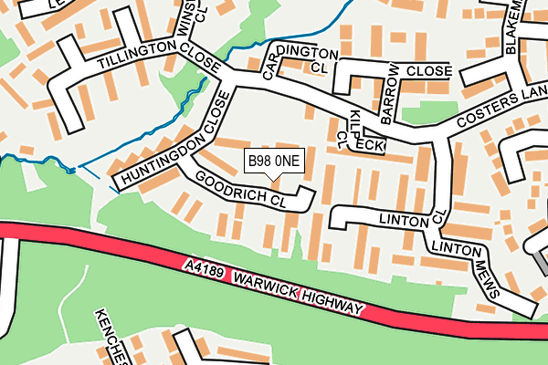 B98 0NE map - OS OpenMap – Local (Ordnance Survey)