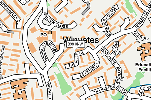 B98 0NW map - OS OpenMap – Local (Ordnance Survey)