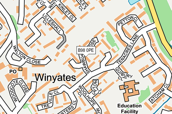 B98 0PE map - OS OpenMap – Local (Ordnance Survey)